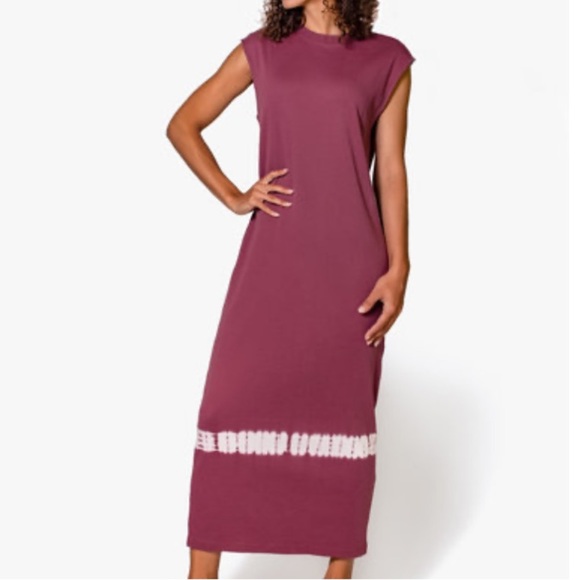 Raquel Allegra Column Dress Muscle Cap Sleeve Maxi Blue Tie Dye Size 1 / Medium - Picture 2 of 11